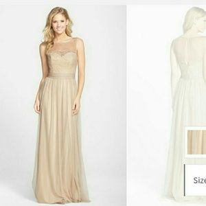 Beautiful Amsale Champagne Bridesmaid Dress